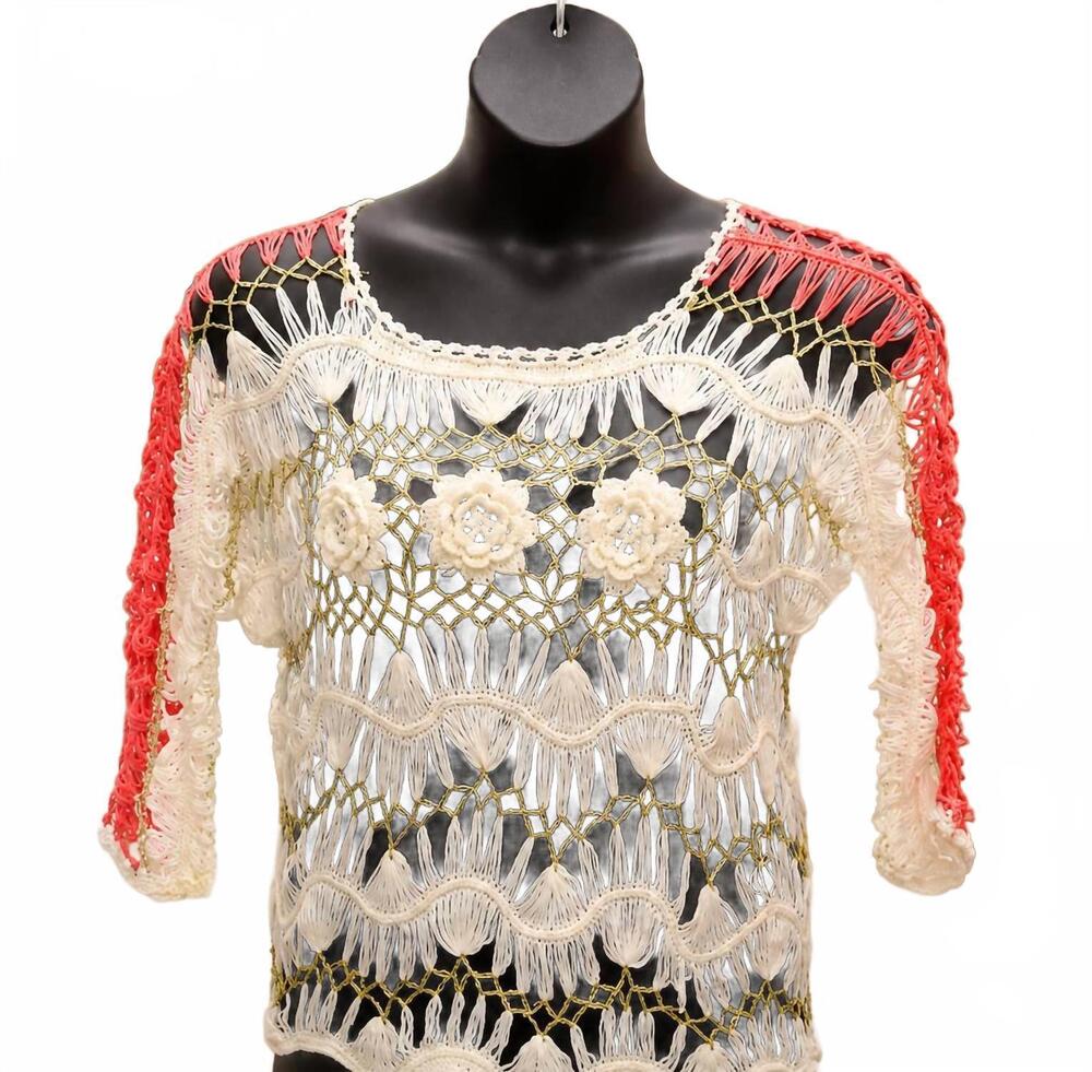 NEW NF women's boho crochet top in coral